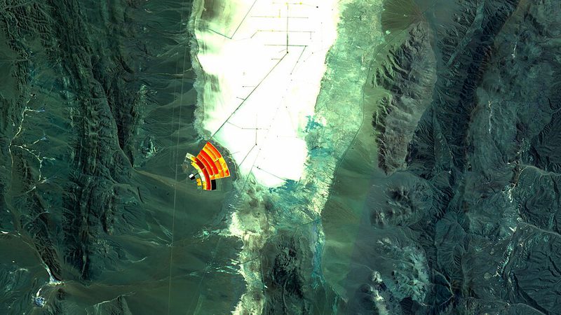 Satellite view of the Olaroz lithium brine operation in Jujuy, Argentina, 2018